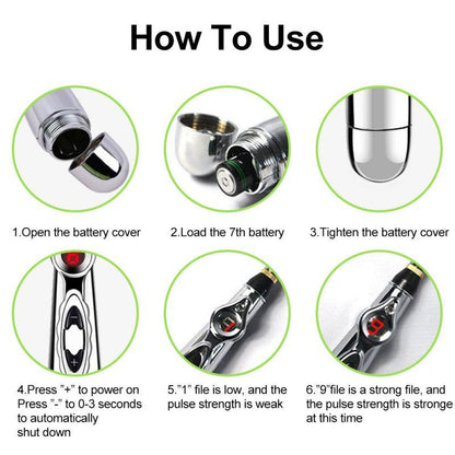 Uputstvo za koriscenje TENS masazne olovke sa baterijom i podesavanjem jacine