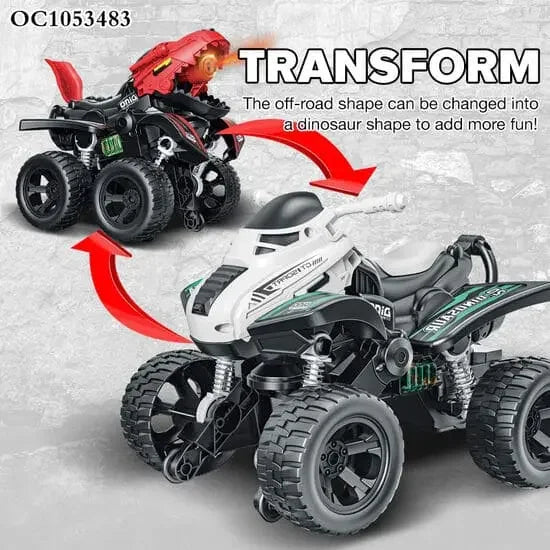 grafika koja prikazuje transformaciju terenskog auta u dinosaurusa