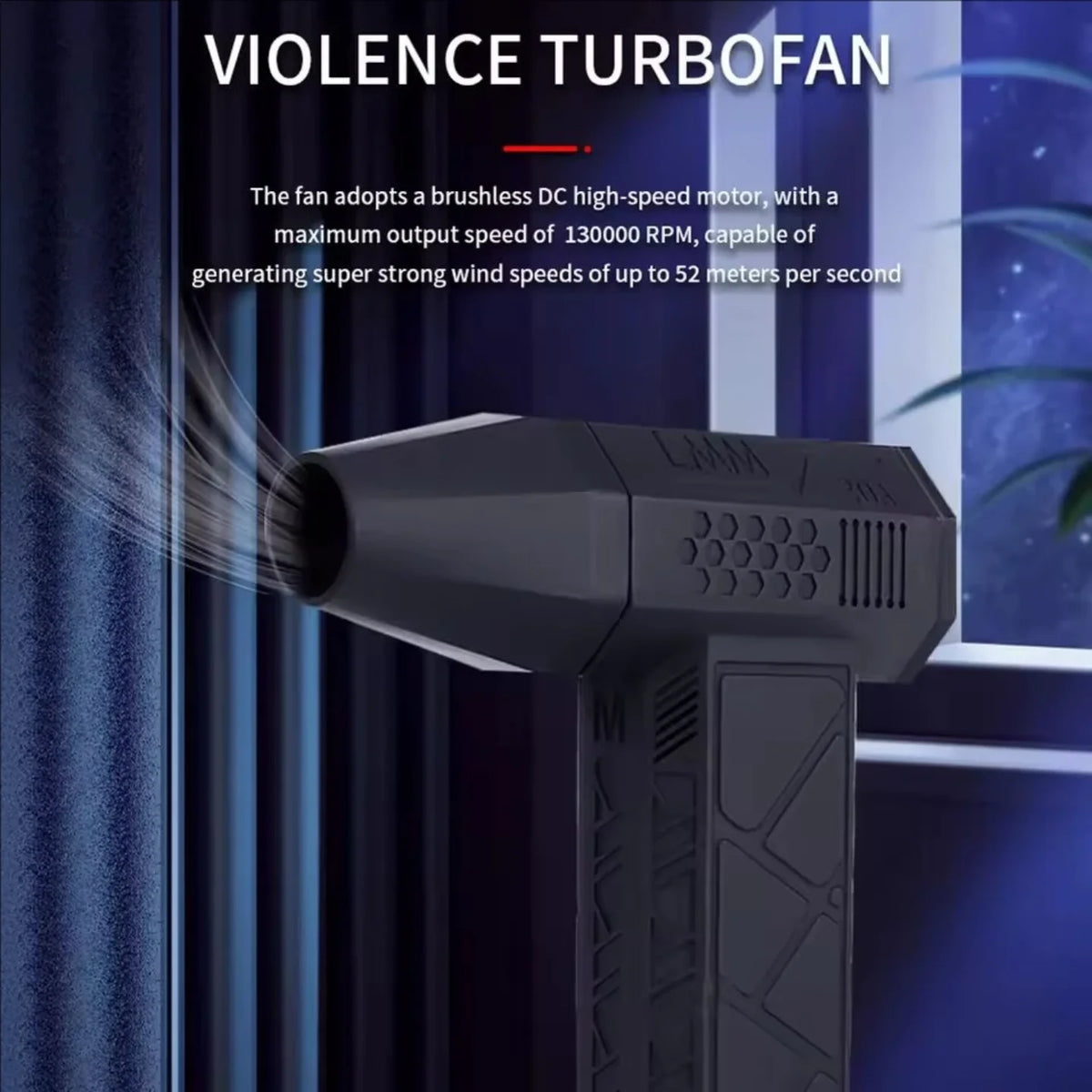 Turbo duvac vazduha sa jakim mlazom pri radu u sobi