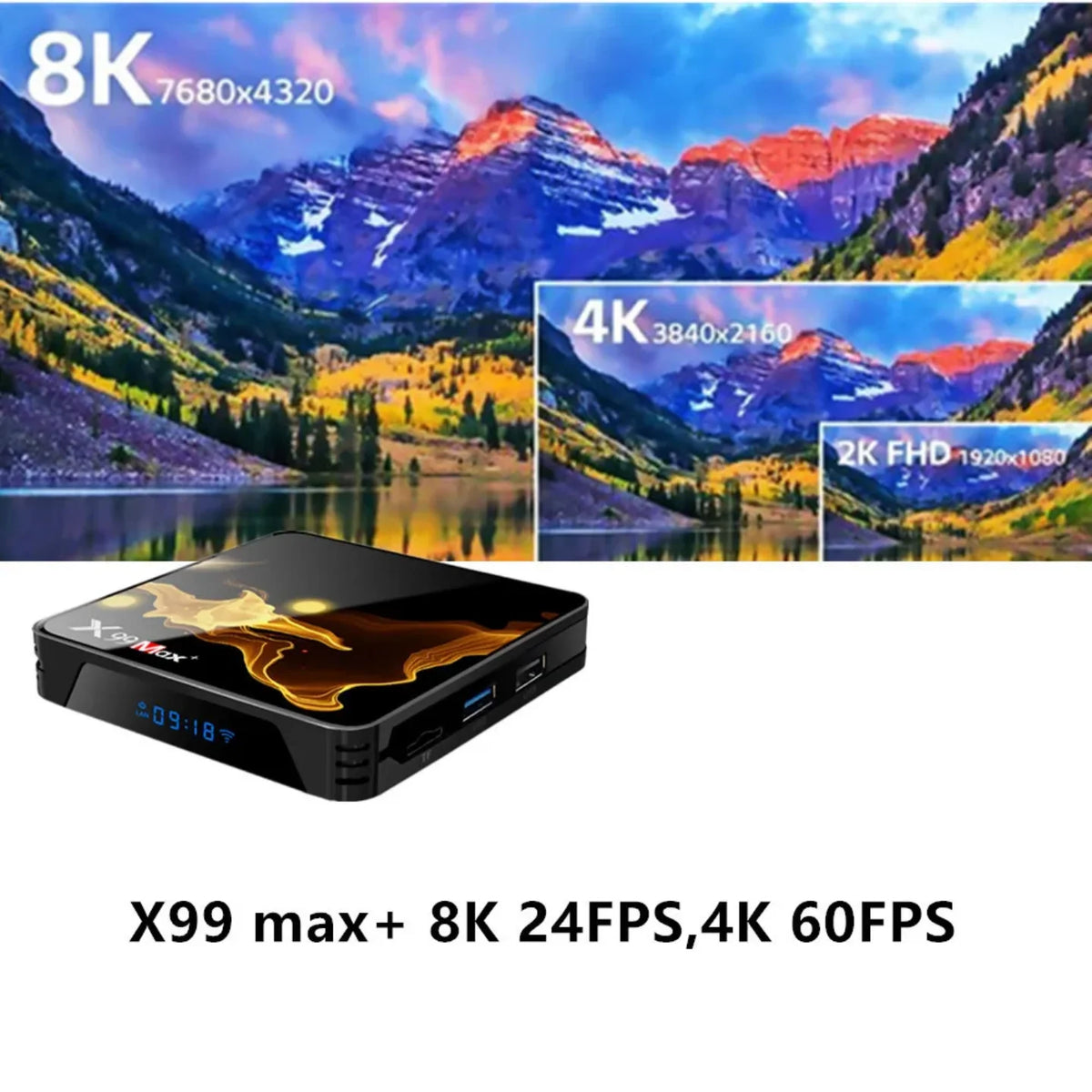 Ilustracija poredjenja 2K 4K i 8K rezolucije za TV box uredjaje