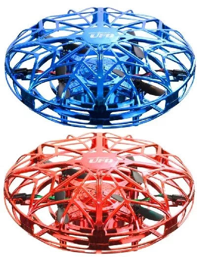 UFO dron u crvenoj i plavoj boji