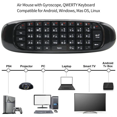 Univerzalni Air Mouse daljinski sa gyroskopom i QWERTY tastaturom kompatibilan sa PC Laptop PS4 Smart TV