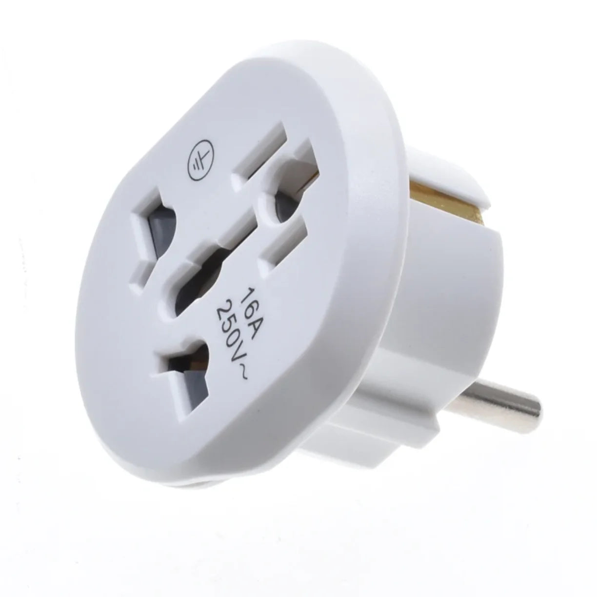 Beli univerzalni putni adapter 16A 250V sa univerzalnom uticnicom
