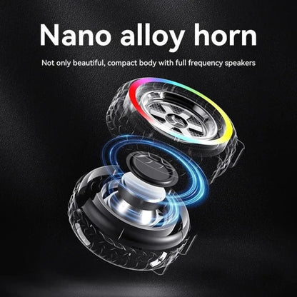 Eksplodirani prikaz unutrasnjeg mehanizma bluetooth zvucnika auto guma