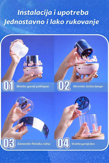 Uputstvo za koriscenje decije nocne lampe projektora sa jednostavnom instalacijom i zamenom filmova
