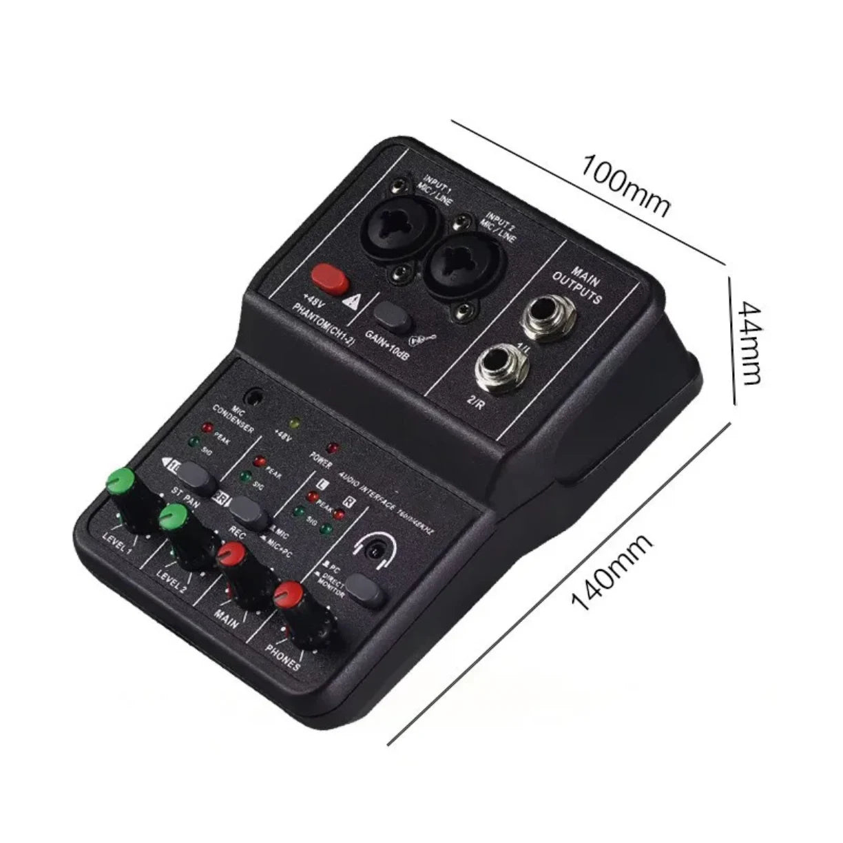 Dimenzije usb audio miksete 140 x 100 x 44 mm