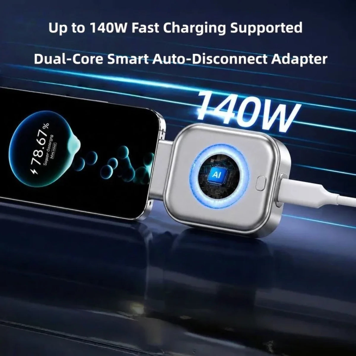 USB C brzi punjac 140w prikacen na telefon