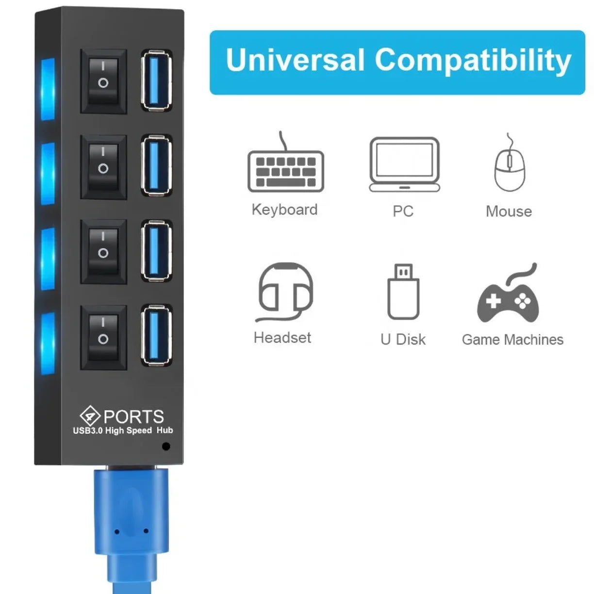 USB hub sa 4 porta i univerzalnom kompatibilnoscu za periferne uredjaje