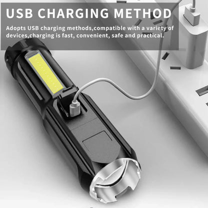 USB punjenje mini rucne LED lampe sa bocnim COB svetlom