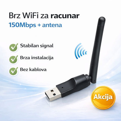 USB WiFi Adapter sa Antenom 150Mbps za Racunar