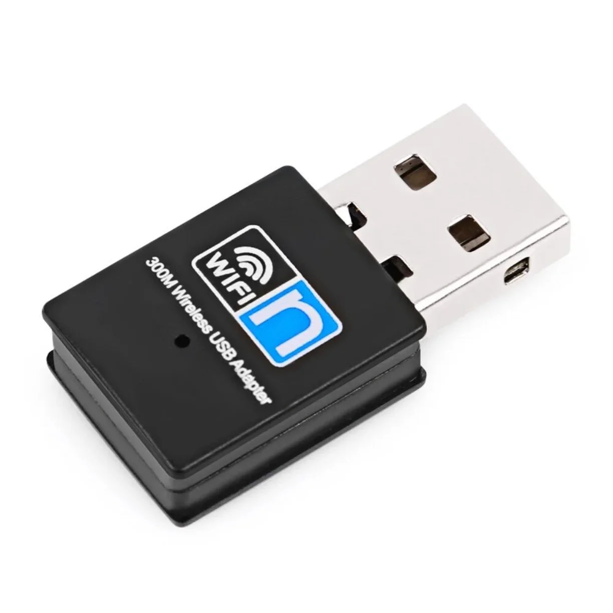 Crni USB WiFi prijemnik 300Mbps na beloj pozadini