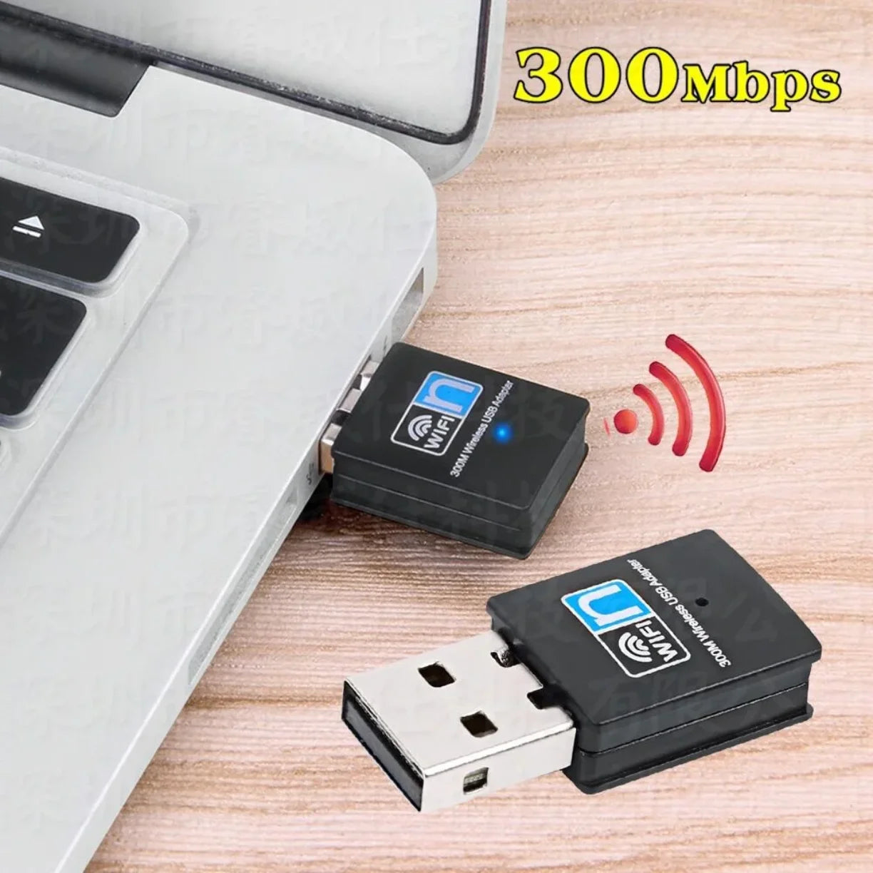 USB WiFi prijemnik 300Mbps povezan na laptop racunar