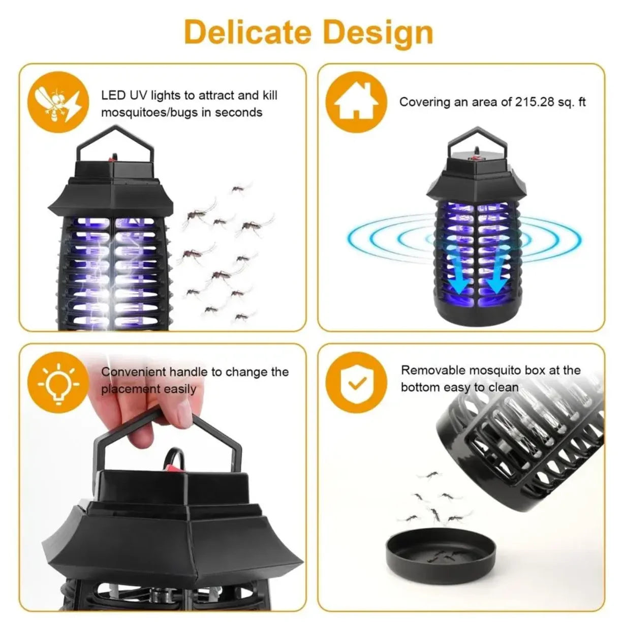 UV lampa fenjer sa LED UV svetlima, dometom i lako skidajucom posudom za insekte
