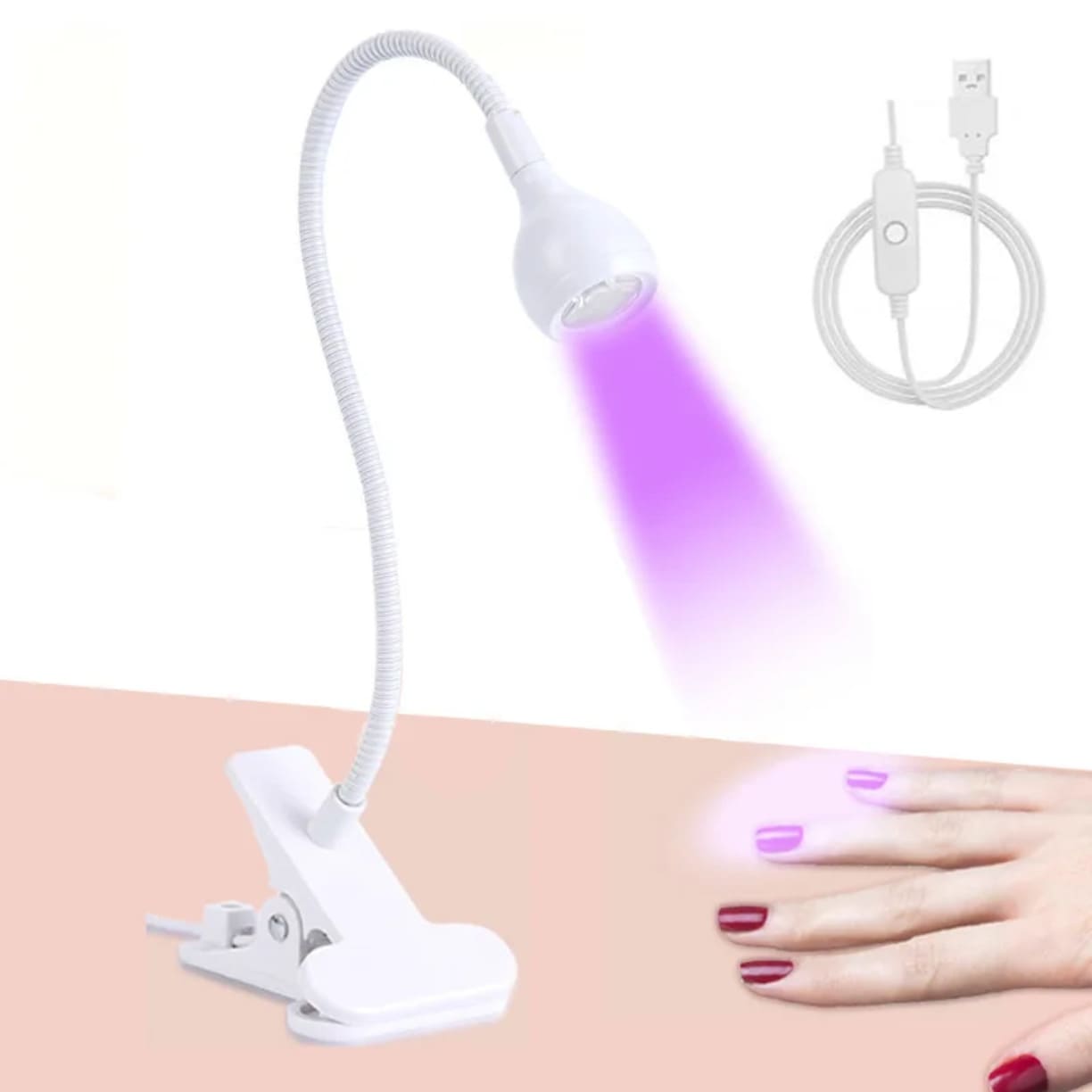 Bela UV LED lampa za nokte sa fleksibilnim držacem za gel lak