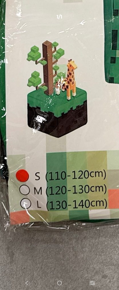 Tabela velicina S M L za deciji kostim Creeper