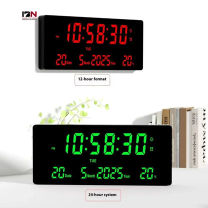 Veliki LED digitalni sat sa 12h i 24h formatom u crvenoj i zelenoj boji