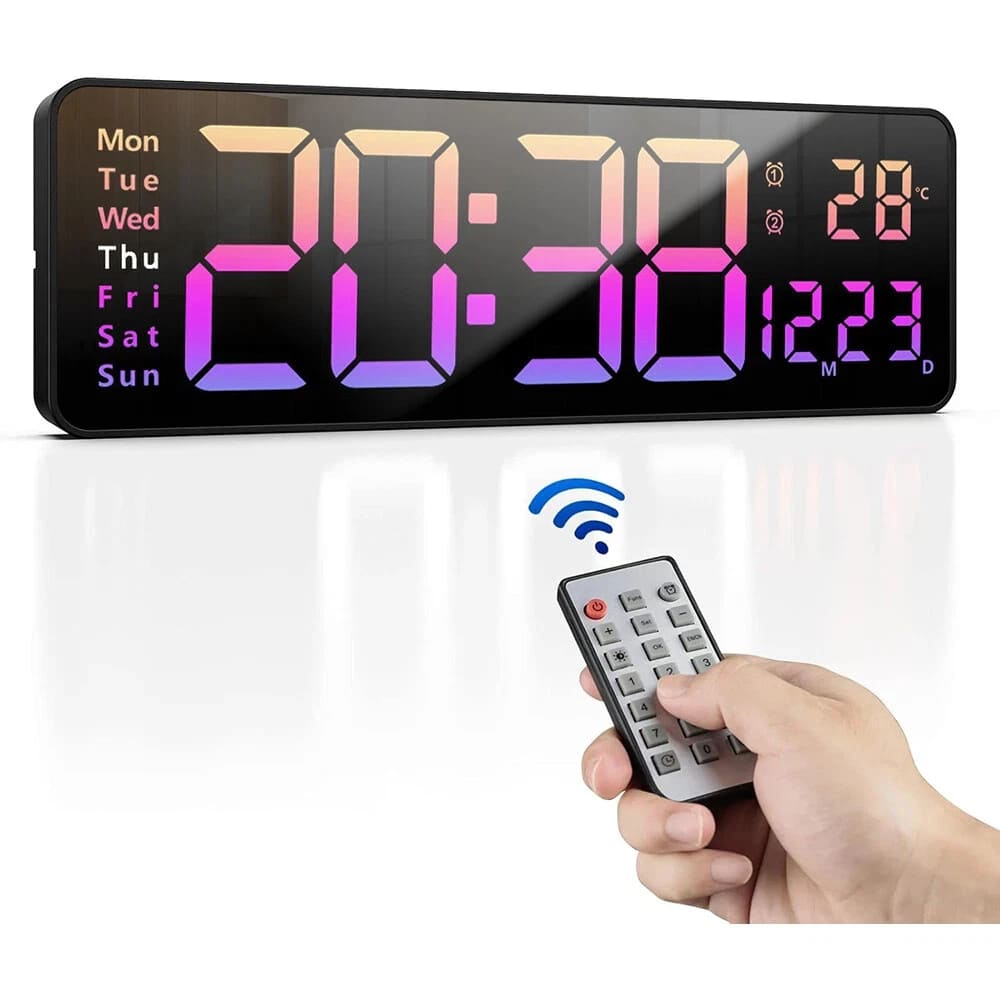 veliki LED digitalni sat sa daljinskim upravljacem i velikim displejem