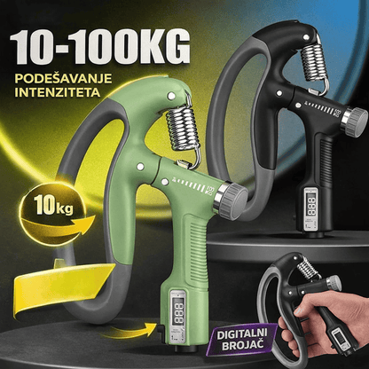 vezbac za saku sa podesivim otporom od 10 do 100 kg i digitalnim brojacem