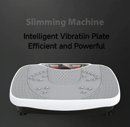 Vibraciona platforma za vezbanje predstavljena kao slimming masina na tamnoj pozadini
