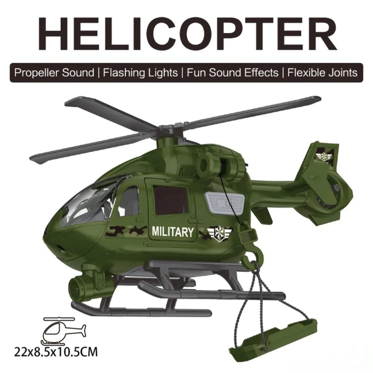 Vojni helikopter igracka sa opisom funkcija i dimenzija