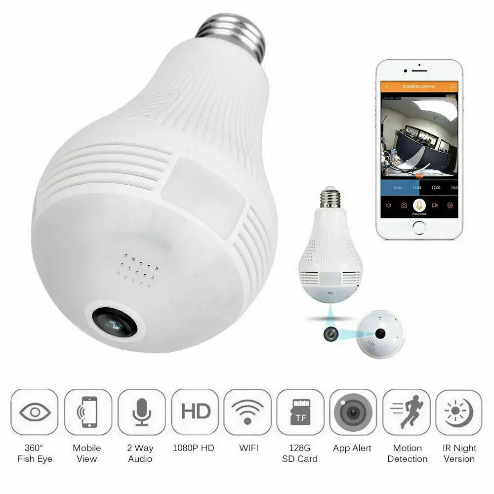 wifi kamera sijalica 360 fish eye 1080p sa detekcijom pokreta i nocnim vidom