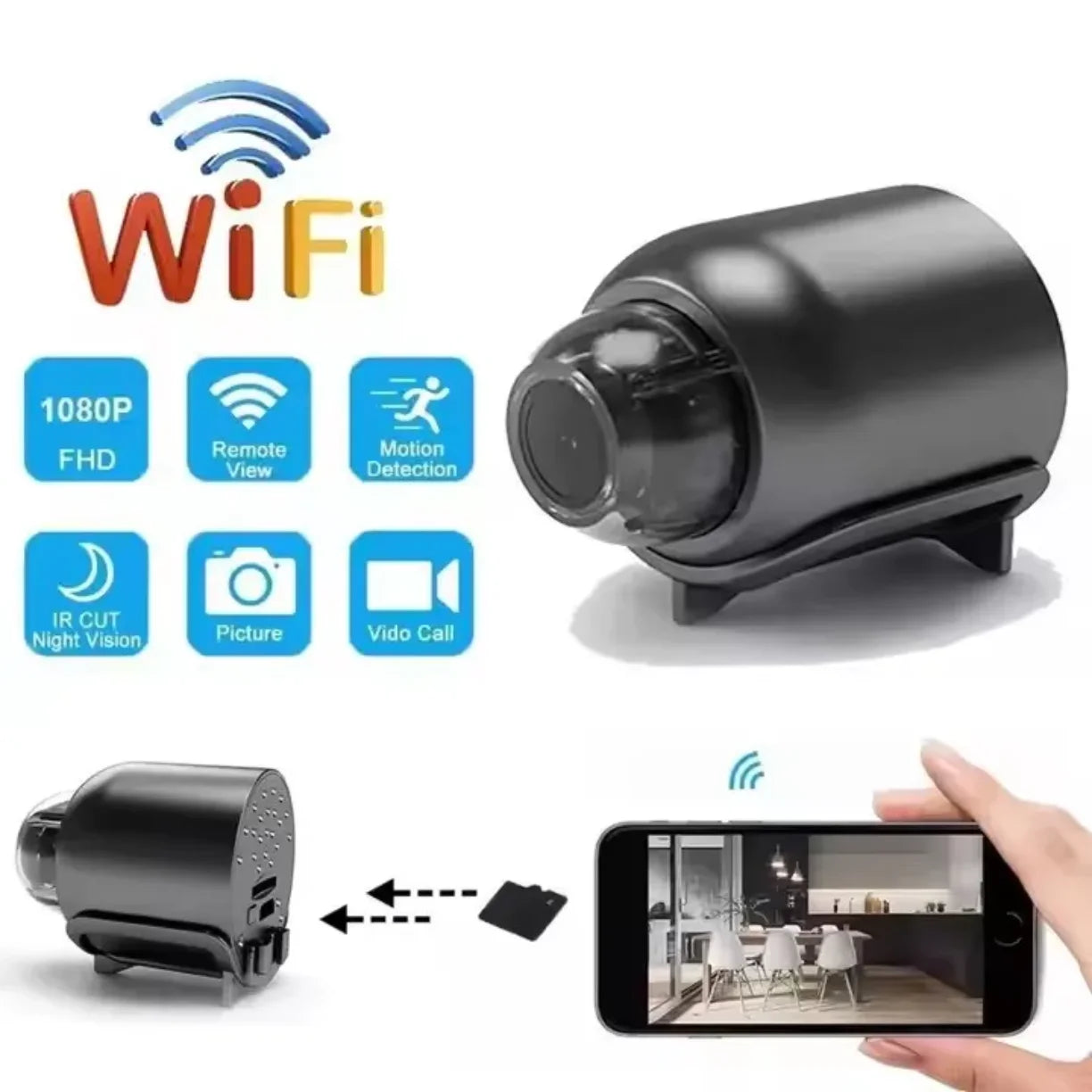 Wifi mini kamera 1080p sa nocnim vidom i TF karticom