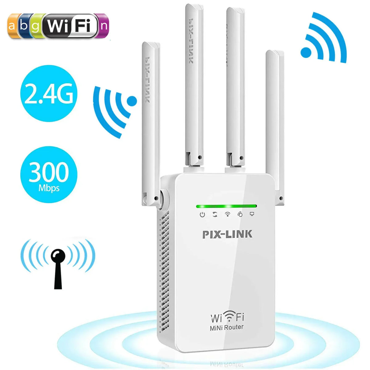 Wifi pojacivac signala 300Mbps sa 4 antene na beloj pozadini