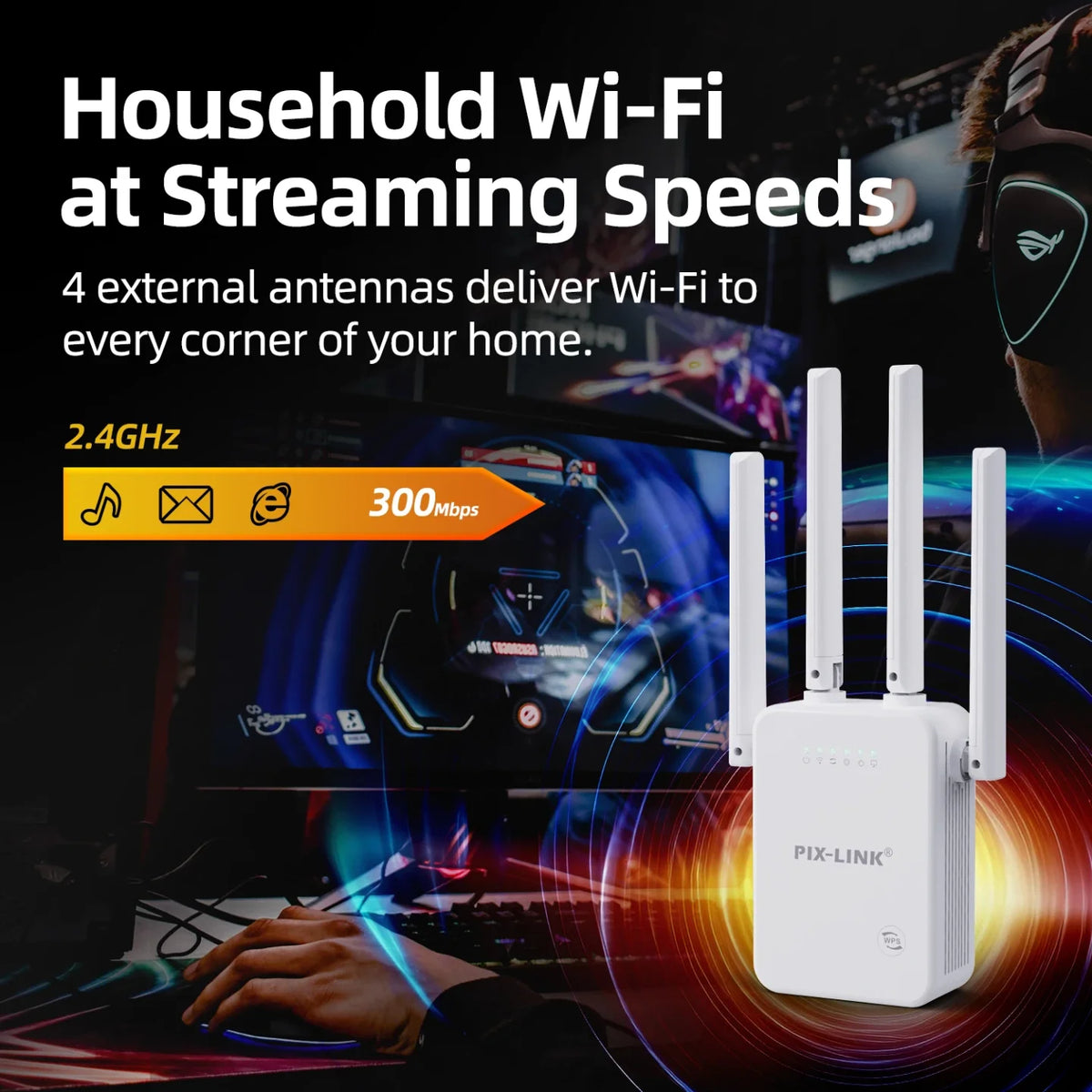 WiFi pojacivac signala za kucni internet 300Mbps i 2.4GHz
