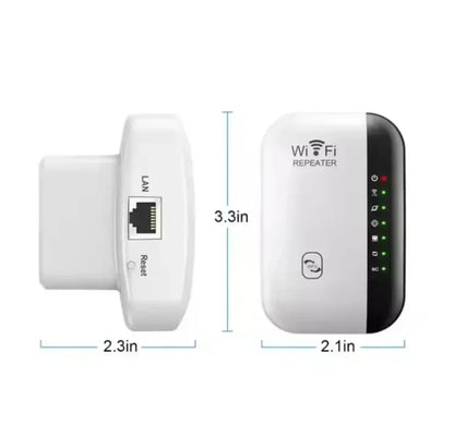 Wifi pojacivac signala sa prikazom dimenzija i bocnim lan portom