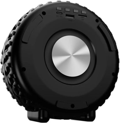 Zadnja strana bluetooth zvucnika auto guma sa prikljuccima i pasivnim radiatorom