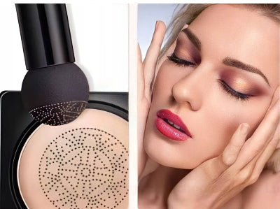 Zena nanosi BB kremu sa jedinstvenim aplikatorom u obliku pecurke. Osigurava besprekorno prekrivanje i prirodan izgled.