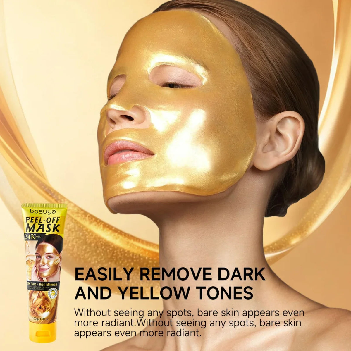 zena sa zlatnom peel off maskom za lice 24k