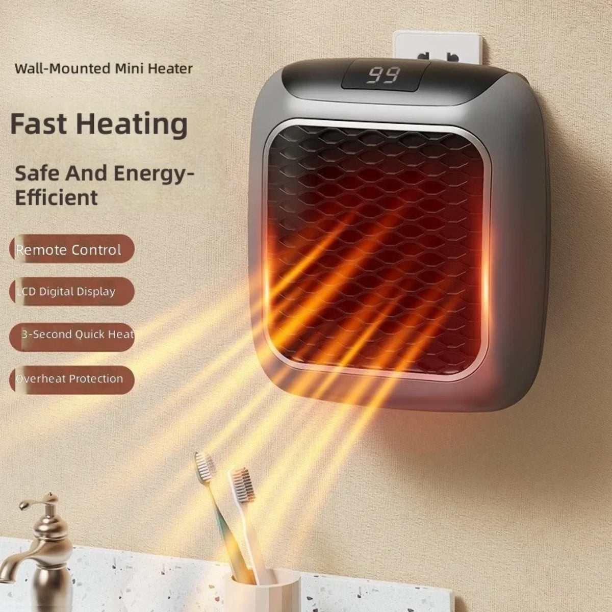 Zidna mini grejalica sa sigurnosnom zastitom i brzim grejanjem