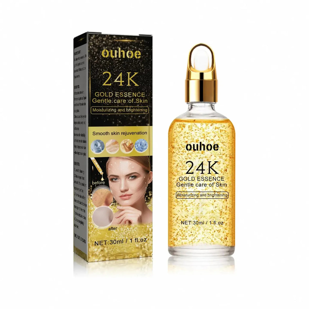 Zlatni serum za lice 24k bocica i kutija