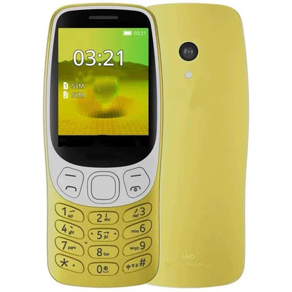 Zuti klasicni mobilni telefon sa tastaturom i dve SIM kartice